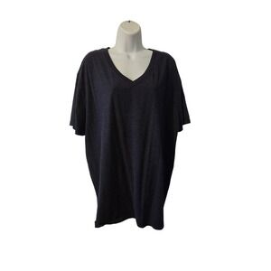 Hanes Charcoal Heather V Neck T Shirt Oversized Basic Tee Top 2XL /0170